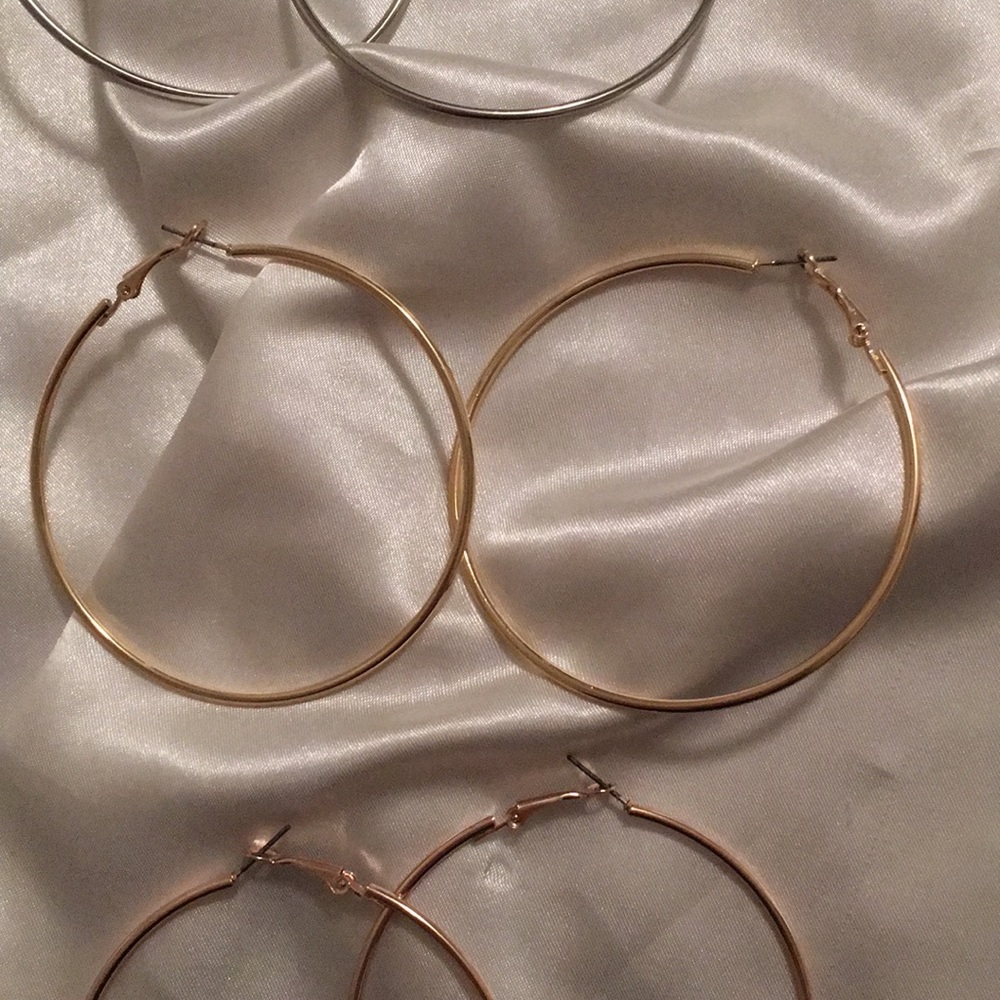 Gold, rose gold, and silver hoop earrings ✨